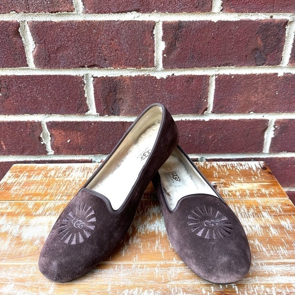 UGG Monogrammed Suede Flats - Picture 1 of 8